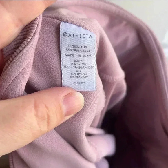 Athleta Womens XXS Barre Rib Full Length Mauve Low Impact Tight In Powervita - Picture 6 of 7